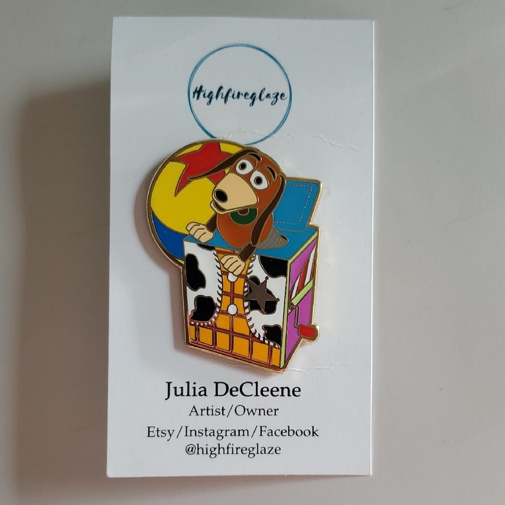 Highfireglaze Slinky Dog Enamel Pin